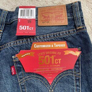 Levis 501ct Woman's Button Fly Denim Shorts Blue Size 25  NEW With tags